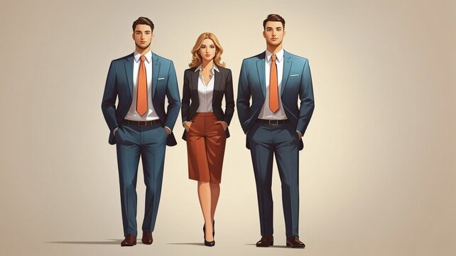 group of people standing in a row illustration design styles