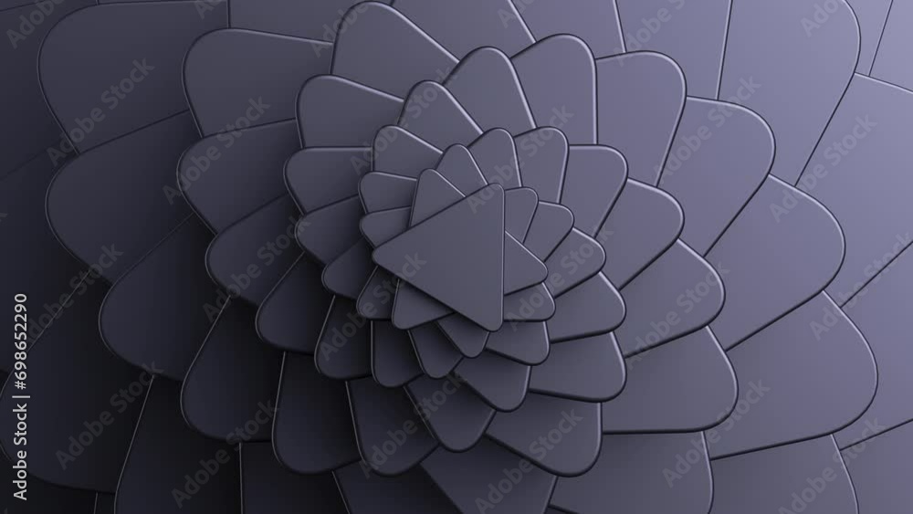 Aufkleber abstract minimalist geometric background. black flat triangular shapes spin and rotate. top view. lo