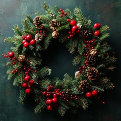 Fototapeta na wymiar Advent wreath on green Christmas background