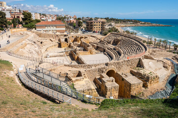 Ruins of the roman amphitheatre of Tarragona, Spain. High quality photo