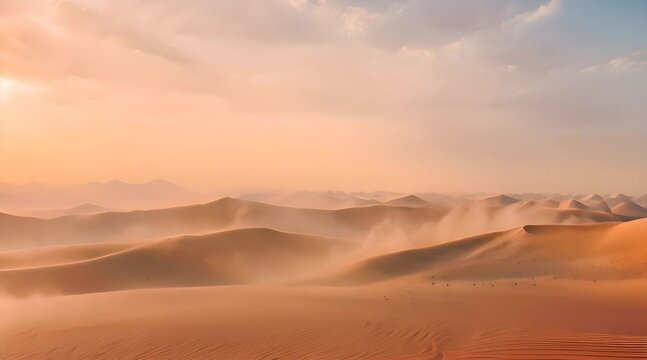 Sand blowing in the wind in the desert dunes