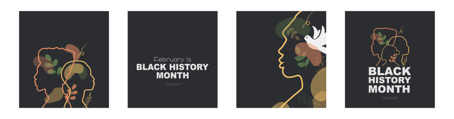 Black History Month card set. - obrazy, fototapety, plakaty