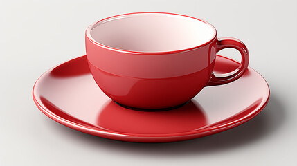 Fototapeta premium red cup of coffee, red cup of tea, isolated on white background 