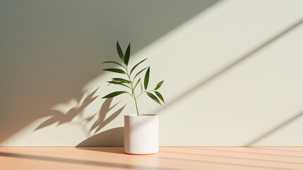 Modern minimalist interior design In the room is a pot of illustrations of green plants
