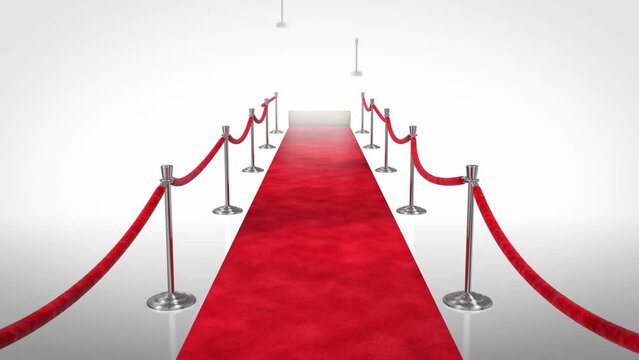 Animation of a red carpet rolling out.