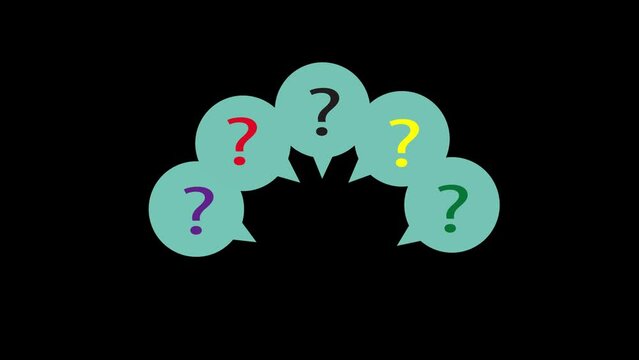 Animation of question mark bw. Black yellow red green purple 4K video thin line icon for web design. Why ask. Questions the problem of animating monochromatic flat objects
