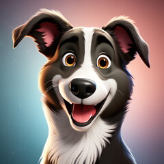 Cartoon face of a comical dog with a good character. Portrait of an animal looking cheerful. Generate Ai.
