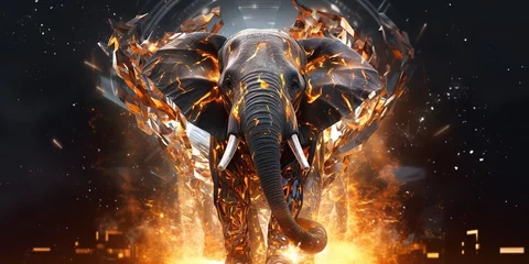 Poster animal on fire, generative Ai © Poulami