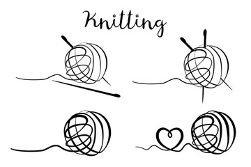 Knitting yarn ball vector illustration design on white background.