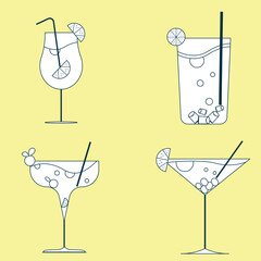modern cocktail collection with flat design