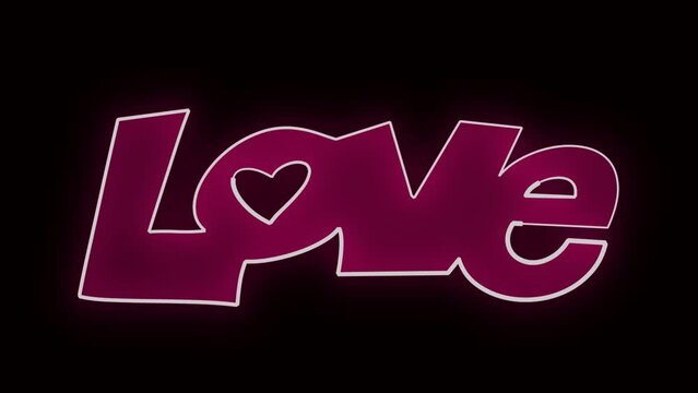 Love - 4K Neon Valentine's Concept with a Text