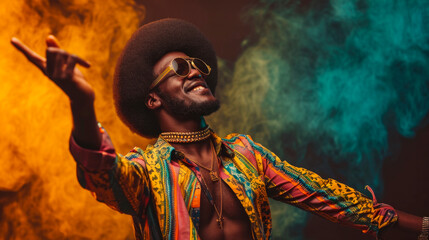 Obraz premium retro black afro man dancing