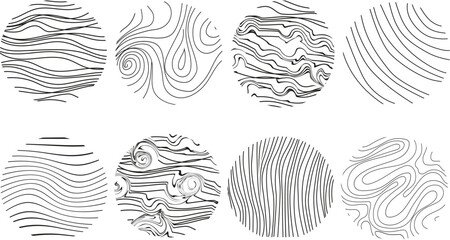 Background of abstract growth rings of a tree.Line design of a wooden stump.Tree cut pattern.Vector topographic map concept drawn with black lines on a white background. 