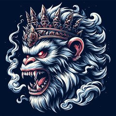 Monkey king mascot artwork for t-shirt design