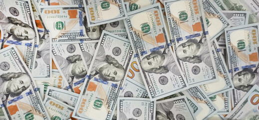 100 US Dollar Hundred, Banknotes Surface Bill Background