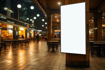 Advertisement platform Blank white board at a shopping center - obrazy, fototapety, plakaty