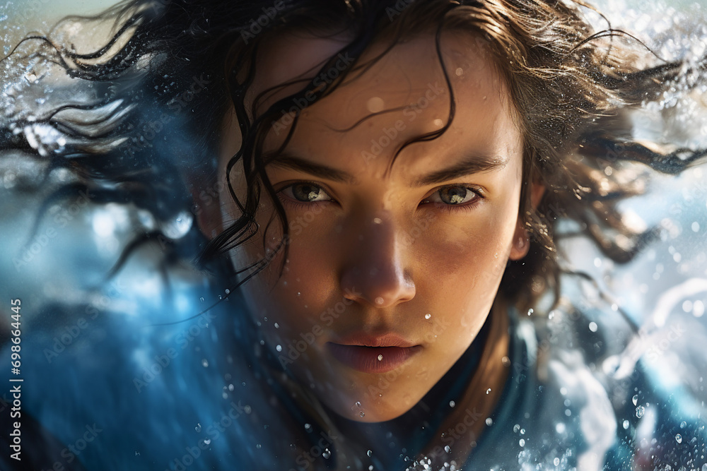 Poster generative ai image picture of powerful elements wizard practicing ice water air fire magic video ga