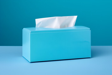 Blue Tissue Box on Blue Background