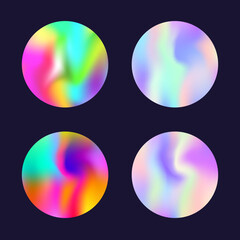 Hologram abstract backgrounds set. Holographic gradient.