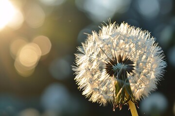 A Dandelion Flower in Sunlight