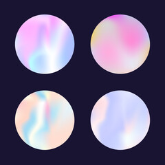 Holographic abstract backgrounds set. Gradient hologram.