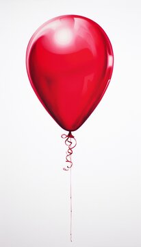 Capture the vibrant color and texture of a red balloon through a high-definition image allowing the viewer to appreciate the details set against a clean white canvas for maximum impact.