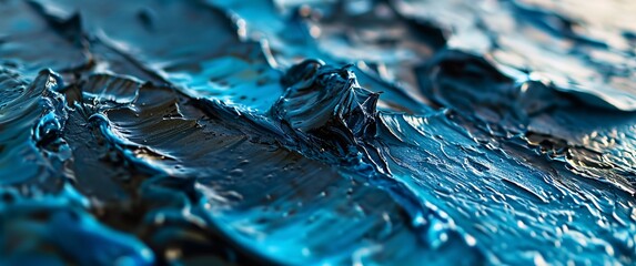 A close-up of a blue paint splatter