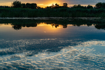 The Great Russian Volga River and its banks.