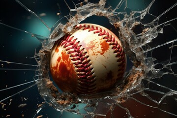 Design inspiration Baseball breaks through a broken window, compelling visuals