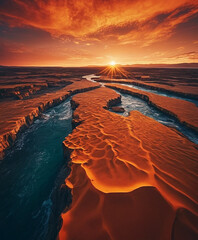 sunset over a beautiful orange landscape