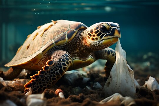 Marine peril Plastic pollution endangers sea turtles and ocean environments