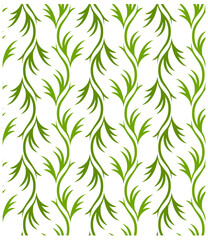 seamless green floral texture on white background