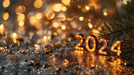 2024 New Year Celebration Theme Background, generative AI