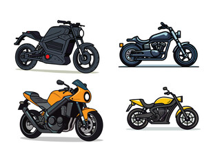 set of motorcycle illustration vector on white background