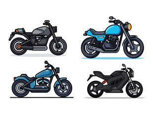 set of motorcycle illustration vector on white background