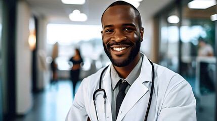 Smiling Doctor in The Hospital Looking at Camera - Generative Ai