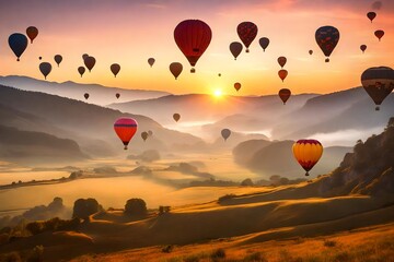 Obraz premium hot air balloon at sunset