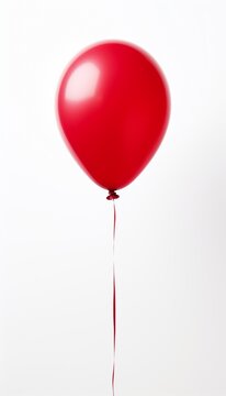 Create a visually stunning HD image featuring a red balloon inflated to perfection set against a spotless white background highlighting the simplicity and elegance of this classic object.