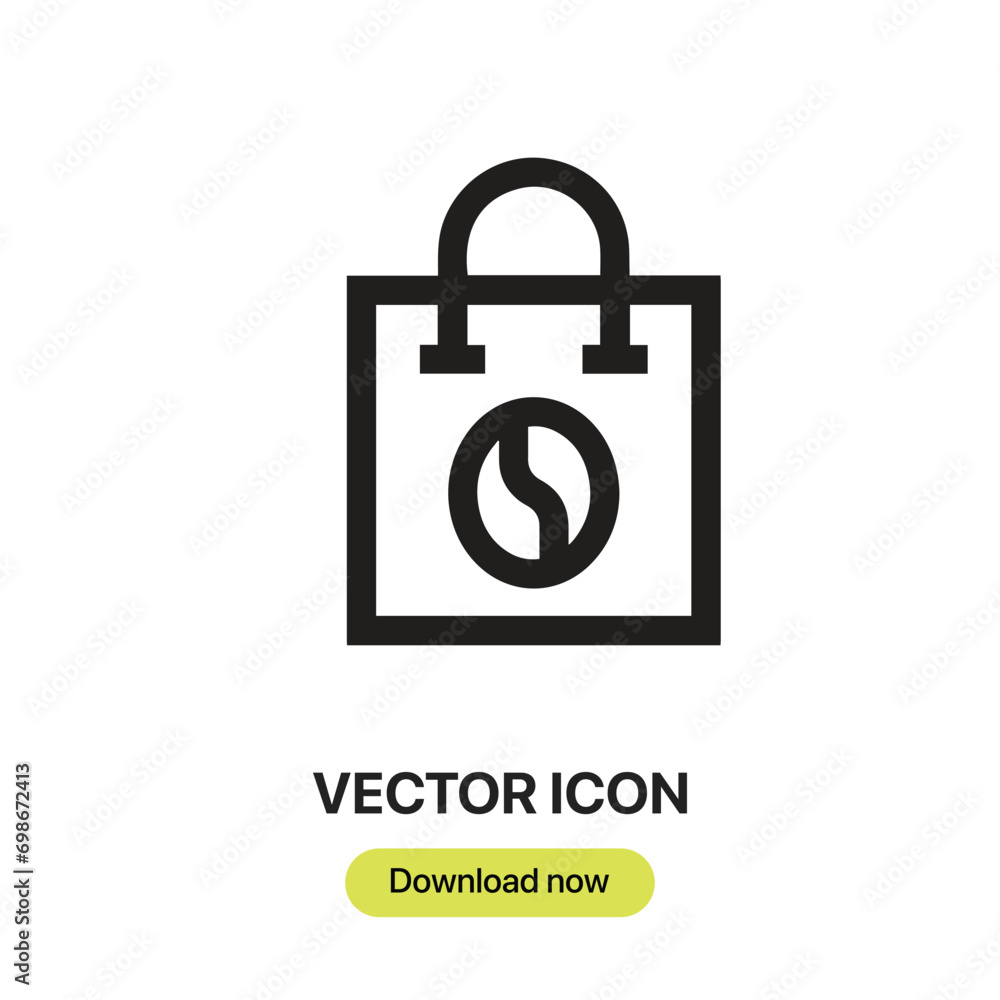 Poster coffee bag icon vector. linear-style sign for mobile concept and web design. coffee bag symbol illus