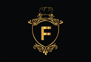 Kitchen chef had with latter F illustrator icon