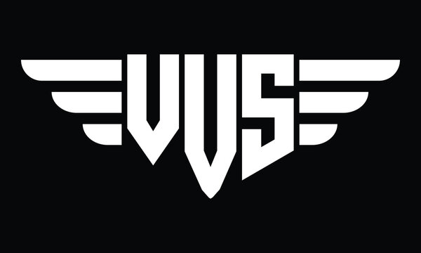 VVS three letter logo, creative wings shape logo design vector template. letter mark, word mark, monogram symbol on black & white.