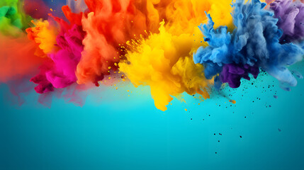 Explosion of Colorful Powder Dust on Vibrant Background