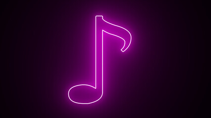 Glowing purple ringtone recognition neon light icon. Melody definition app idea. Sound recorded. Microphone and notes - obrazy, fototapety, plakaty