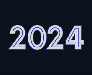 Happy New Year 2024 Abstract Blue Graphic Design Vector Logo Symbol Illustration