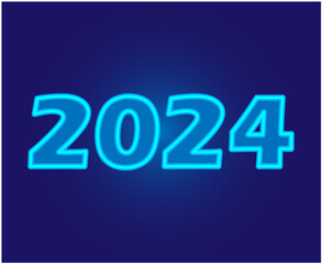 Happy New Year 2024 Abstract Cyan Graphic Design Vector Logo Symbol Illustration With Blue Background