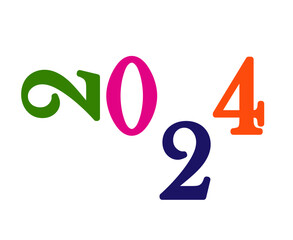 2024 Happy New Year Abstract Multicolor Graphic Design Vector Logo Symbol Illustration