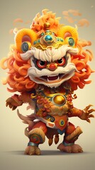 Obraz na płótnie Canvas A lively and energetic IP character of dragon and lion dance, full of vitality and radiating a joyful and cheerful atmosphere. - generative ai
