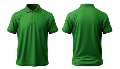 Front and back green polo shirt mockup, cut out - obrazy, fototapety, plakaty