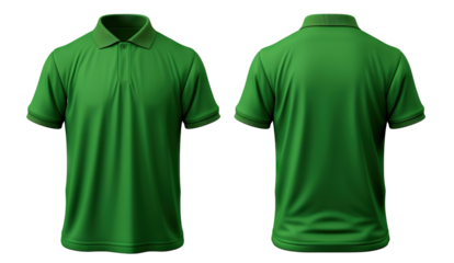 Front and back green polo shirt mockup, cut out