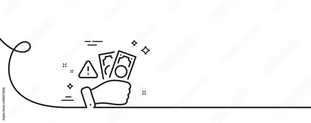 Poster fraud line icon. continuous one line with curl. money bribe crime sign. cash scam symbol. fraud sing